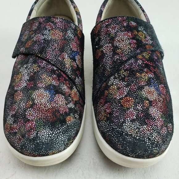 Alegria Qin Garland Shoe Womens 8-8.5 38 Black Floral Hook Loop Comfort Slip On - Picture 4 of 11